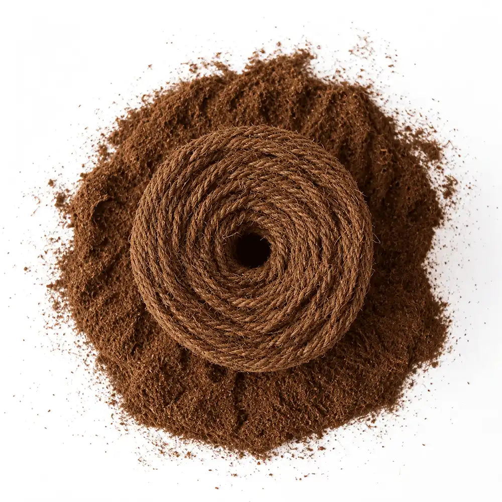 Rollo de cuerda café para cultivos de fibra de coco