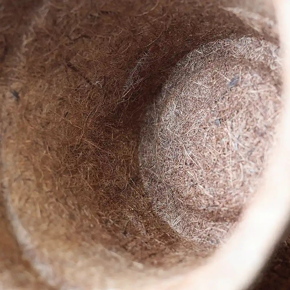 maceta de fibra de coco en diseño de cubeta