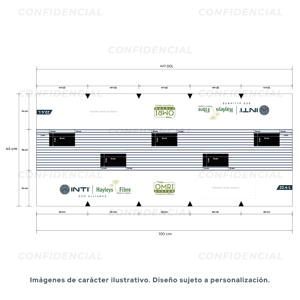 slab de sustrato de coco capacidad 22.4lt